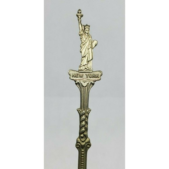 Holland Made New York Statue Of Liberty Embossed Pewter Built In 1884 Mini Spoon - Picture 5 of 12